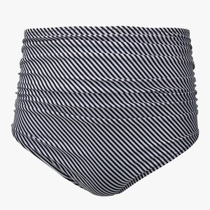 Striped High-Waisted Bikini Bottom Retro Style
